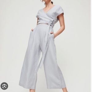 Aritzia Wilfred Brax Jumpsuit. Wide-leg Wrap Top.